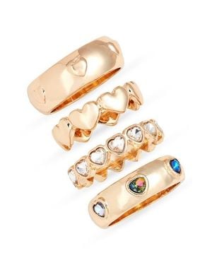 Open Edit Set Of 4 Heart Rings - Metallic