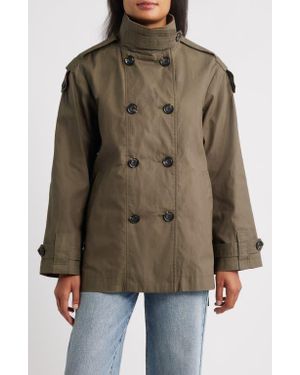 Sam Edelman Courduroy Stand Collar Cotton Trench Coat - Brown