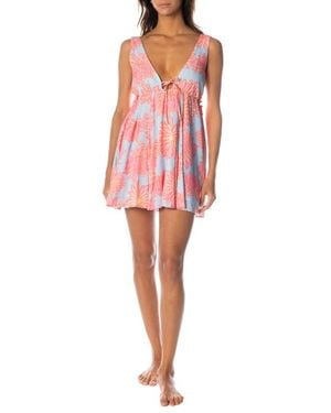 Maaji Nova Tropical Bloom Cover-Up Dress - Red