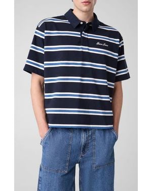 Guess Boxy Striped Polo - Blue