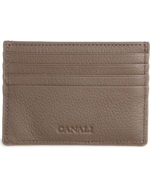 Canali Tumbled Calfskin Card Holder - Brown