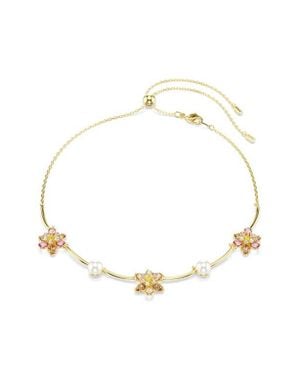 Swarovski Idyllia Crystal Flower & Faux Pearl Collar Necklace - White
