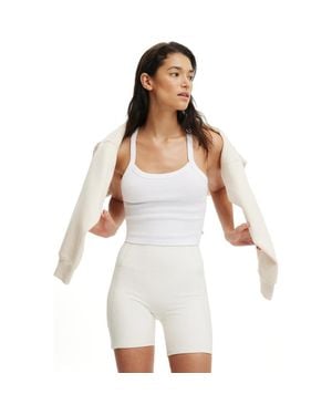 Cotton On Active Rib T-Bar Cropped Tank - White