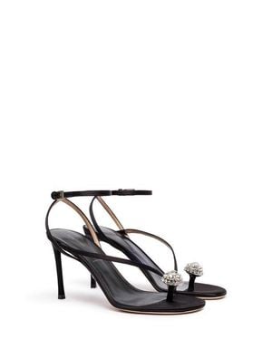 Tom Ford Cassia Strass Toe Post Sandal - White