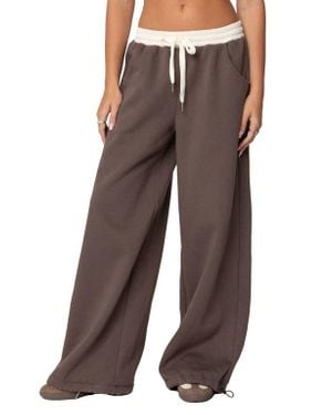 Edikted Mikki Wide Leg Sweatpants - Brown