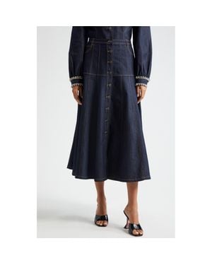 Cinq À Sept Veena A-Line Denim Skirt - Blue