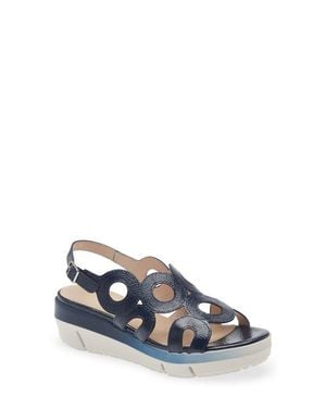 Wonders Slingback Platform Slide Sandal - Blue