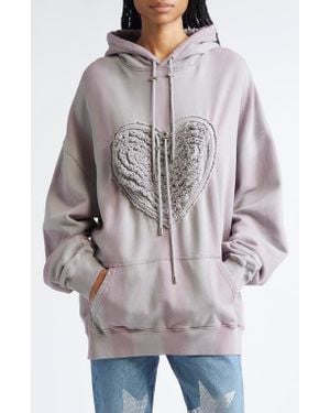 Collina Strada Soft Heart Oversize Fleece Hoodie - Multicolor
