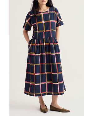 Seasalt Cornwall Brouse Windowpane Plaid Dress - Blue