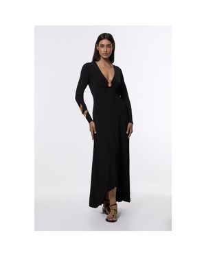 Karen Millen Keyring Detail Long Sleeve Knit Dress - Black