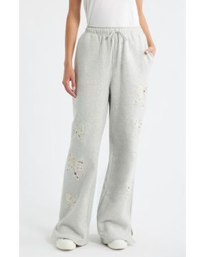 LoveShackFancy Elma Lace Sweatpants - Gray