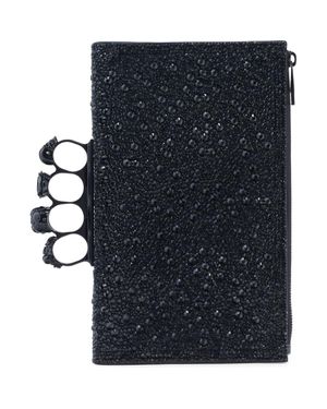 McQueen Knuckle Crystal Embellished Clutch - Blue