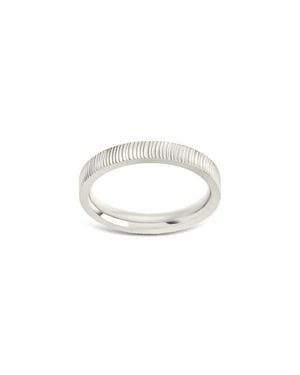 Sterling Forever Herringbone Ribbed Ring - White