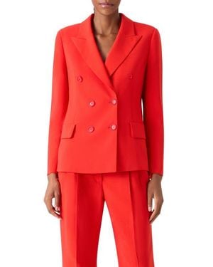 Akris Azalea Wool Double Breasted Jacket - Red