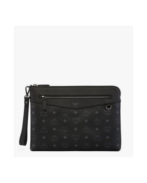 MCM Diamond Wristlet Pouch - Black