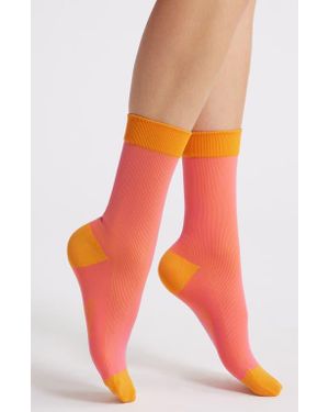 Item M6 Two Tone Rib Compression Crew Socks - Orange