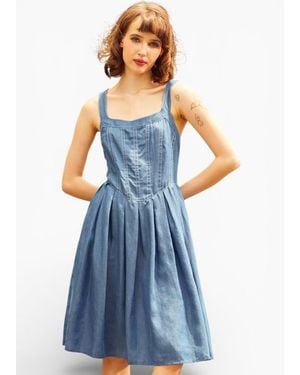 ModCloth Meet Me On Main Street Chambray Dress - Blue