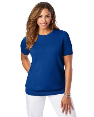 Jessica London Fine Gauge Crewneck Shell - Blue