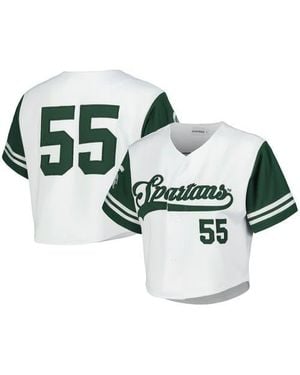Established & Co. Michigan State Spartans Baseball Jersey Cropped T-Shirt - Green