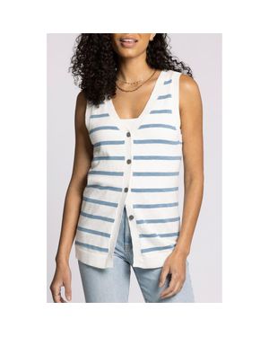 Thread & Supply Draper Stripe Cotton Blend Sweater Vest - Blue