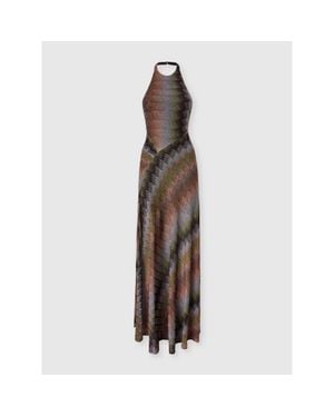 Missoni Long Dress With Halterneck - Brown