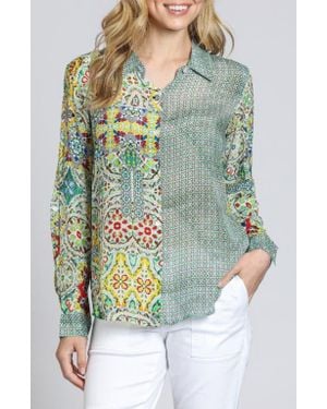 Apny Print Button-Up Shirt - Green