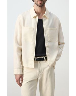 Mango Slim Fit Shirt Jacket - Natural
