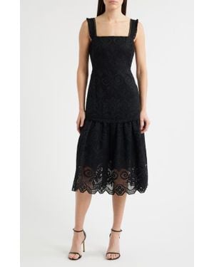 Kobi Halperin Mona Lace Fit & Flare Midi Dress - Black