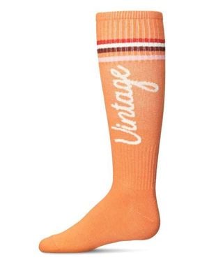 Memoi Vintage Stripe Knee High Socks - Orange