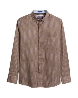 Johnston & Murphy Logan Print Button-Up Shirt - Brown
