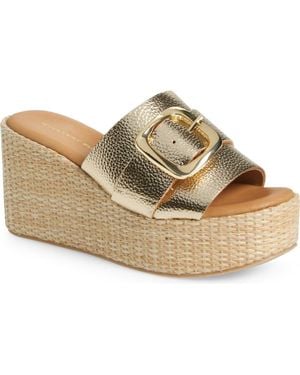 Chocolat Blu Jana Platform Wedge Slide Sandal - Metallic