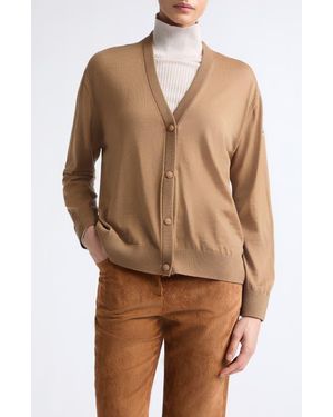 Moncler Virgin Wool Cardigan - Brown