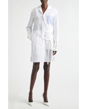 Jason Wu Collage Mixed Media Long Sleeve Shirtdress - White