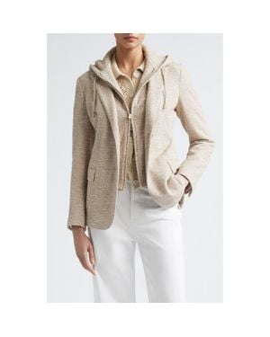 Eleventy Knit Blazer With Hooded Bib - Natural