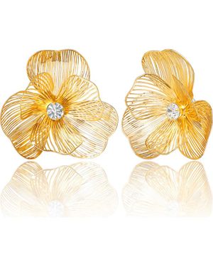 Jessica Simpson Textured Petal Flower Stud Earrings - Metallic