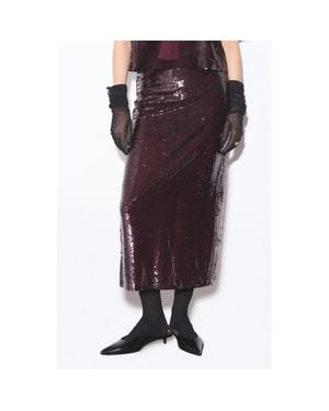 DELUC Logan Sequin Maxi Skirt - Brown
