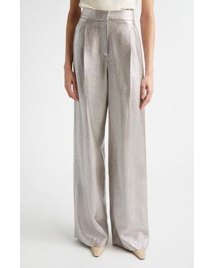 St. John Pleat Front Lamé Suiting Pants - Multicolor