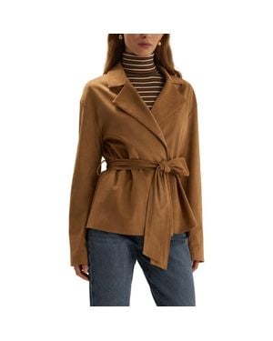 FAVORITE DAUGHTER The Marina Faux Suede Wrap Jacket - Brown