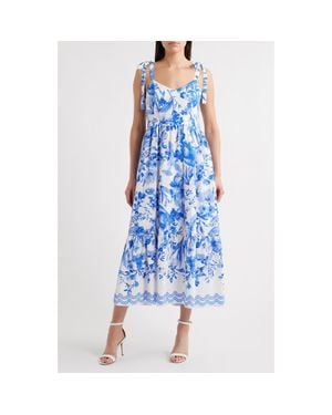 Sam Edelman Floral Toile Corset Sundress - Blue