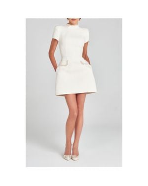Nadine Merabi Simone Embellished Trim Shimmer Tweed Minidress - Natural