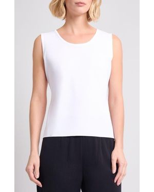 Misook Scoop Neck Tank - White