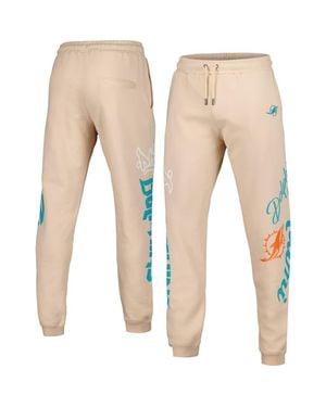 The Wild Collective Miami Dolphins Heavy Block Graphic Jogger Pants - Natural