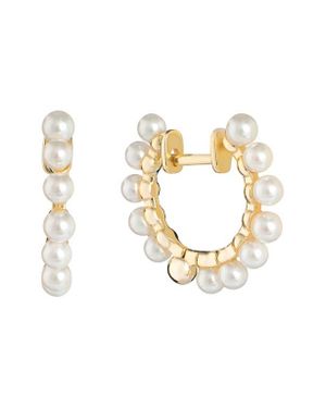 ATHRA LUXE Freshwater Pearl Hoop Earrings - Metallic