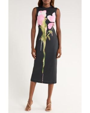 Stine Goya Floral Jersey Tank Dress - Black