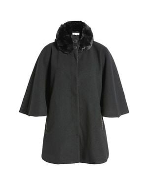 Via Spiga Faux Fur Collar Cape - Black