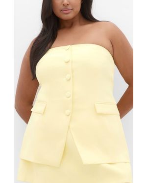 City Chic Leah Bustier Strapless Top - Yellow