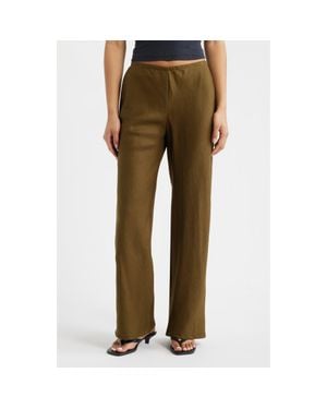 Reformation Gale High Waist Linen Pants - Brown