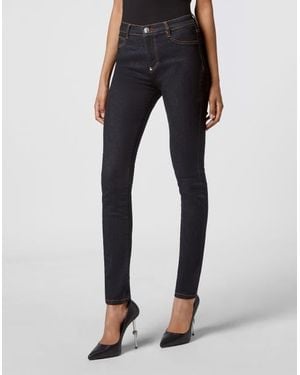 Philipp Plein Denim High Waist Jegging - Blue