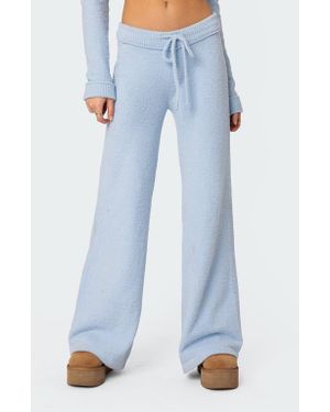 Edikted Plush Supersoft Knit Drawstring Pants - Blue
