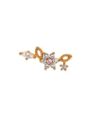 Girls Crew Sparkle Flower Piercing Style Single Stud Earring - Metallic